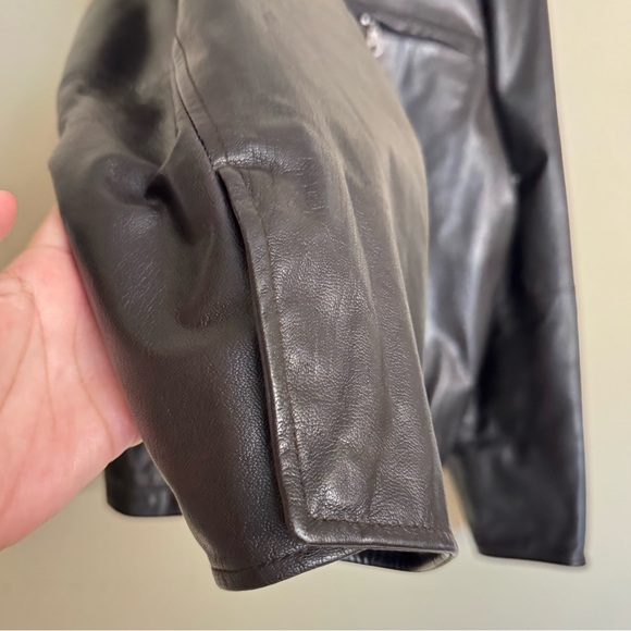 Wilsons Leather Vintage 90s Black Leather Boxy Leather Full-Zip Jacket Size L - Picture 6 of 16